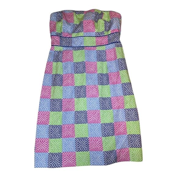 VINEYARD VINES Whale Patchwork Print Aurora Strapless Dress - Size 6 - Picture 1 of 7